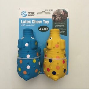 NEW Dog Toys Mini 2 Latex with Squeakers Blue Yellow | Humane World for Animals
